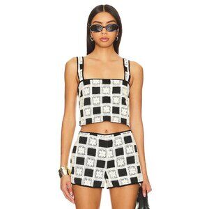 Tularosa Anna Top in Black & Ivory Crochet Knit